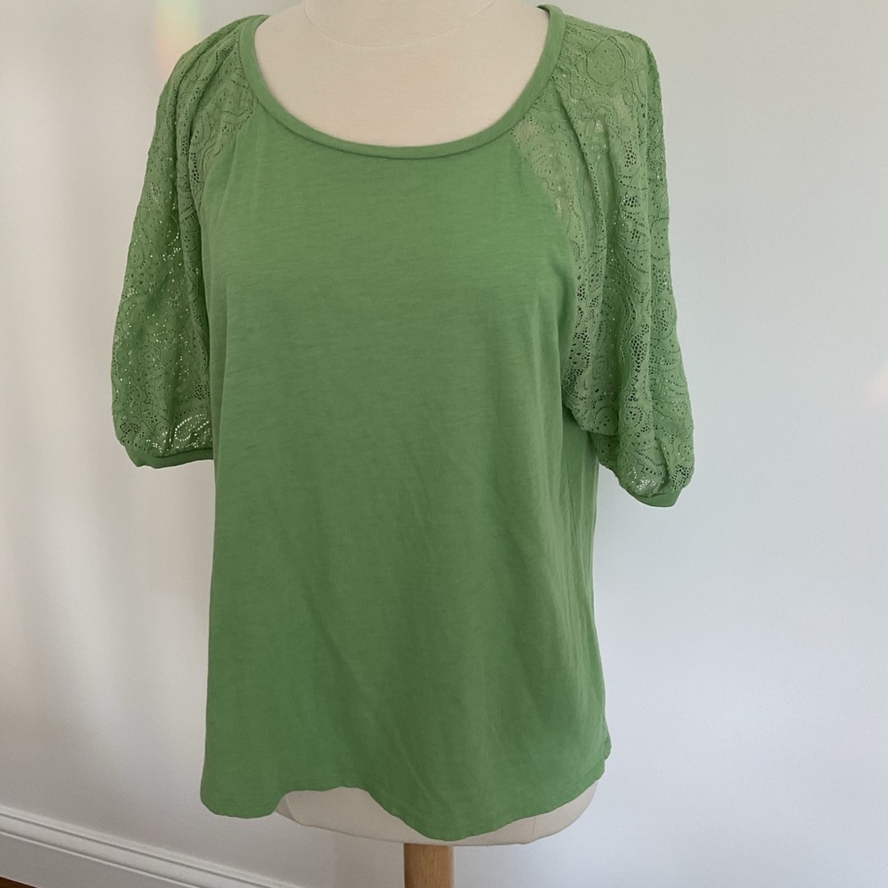 Loft Cotton Lace Sleeved Tee size Large